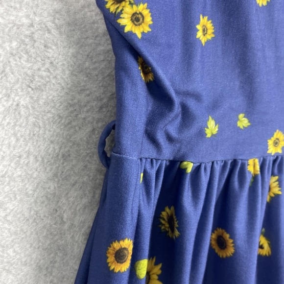 Popsy Sunflower Fit & Flare Dress Blue Womens 22 US 18 Whimsical Cottagecore - Picture 5 of 13